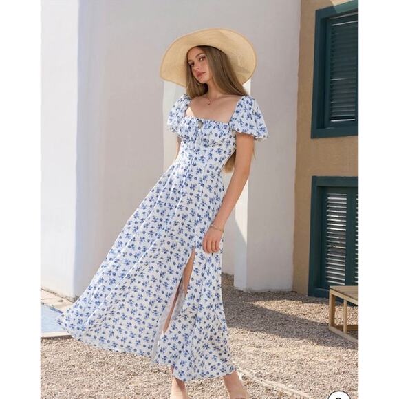 None and/or Unknown Dresses & Skirts - Regency Floral Dress Women Medium Puff Prairie Whimsy Spring Summer Bridgerton